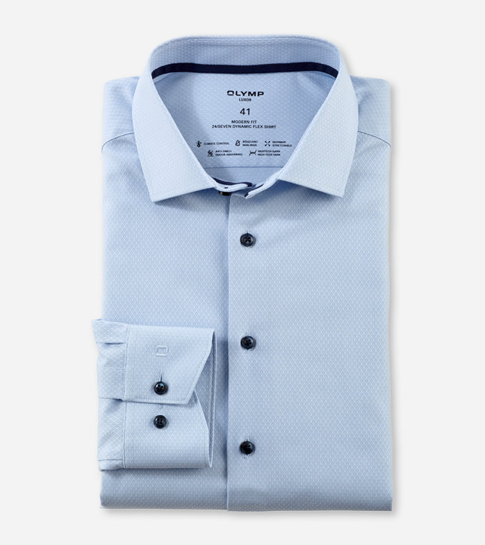 Olymp modern fit, világos kék mintás ing