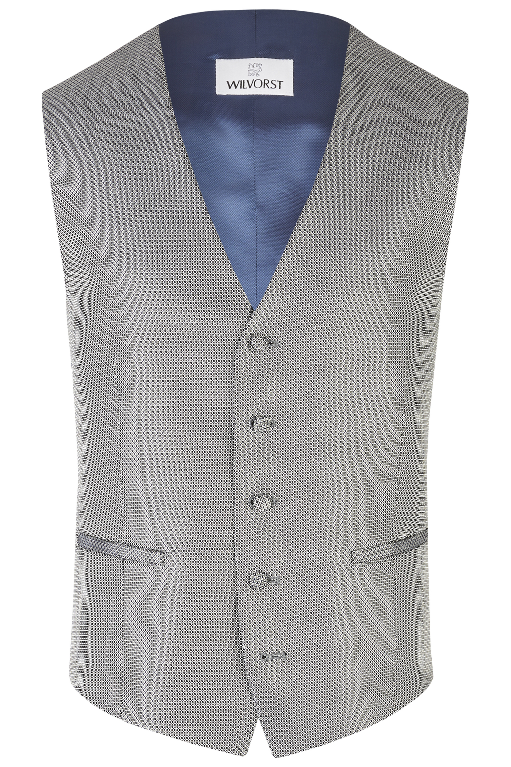 Wilvorst slim fit sötét kék ezüst mintás esküvoi mellény