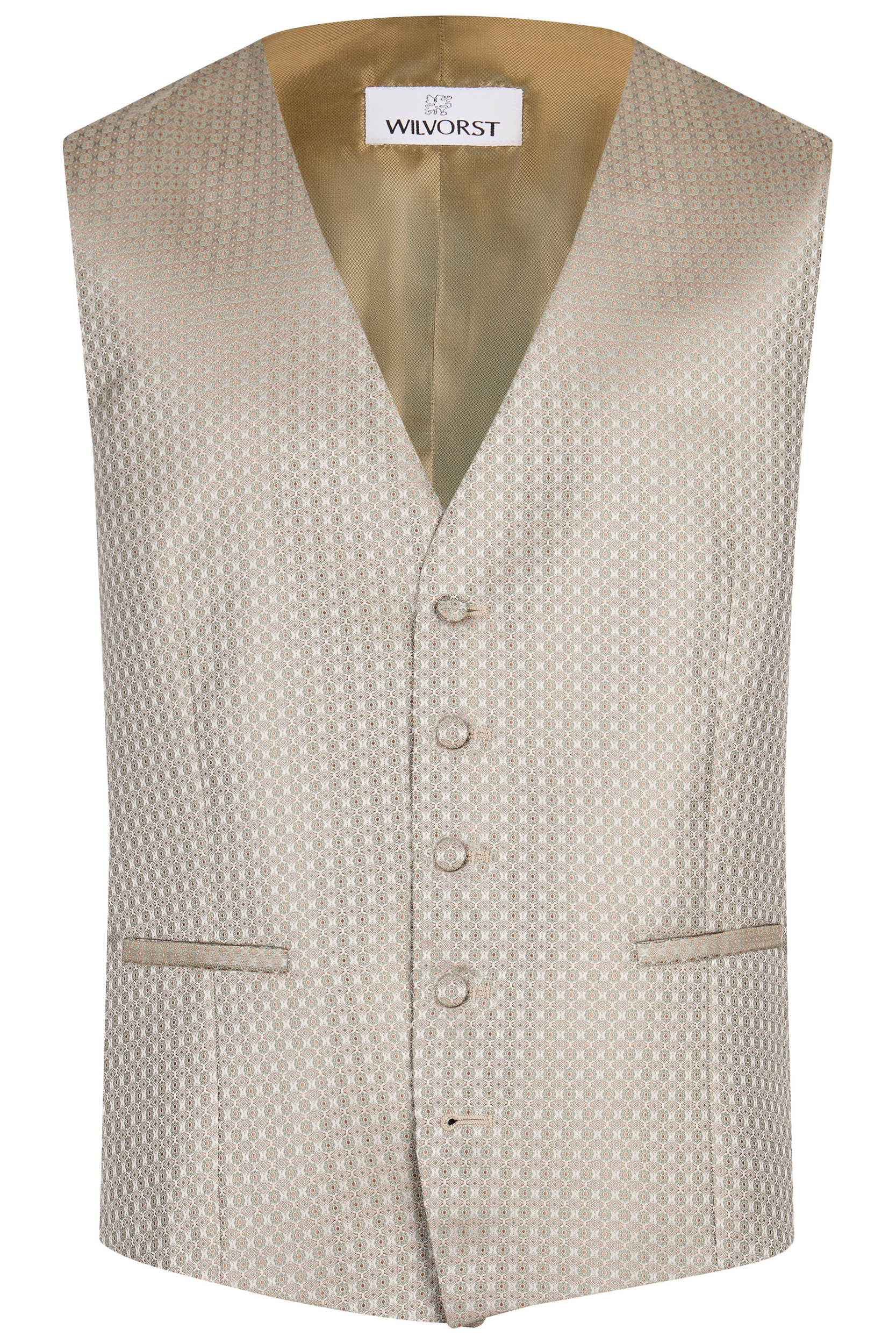 Wilvorst slim fit világos zöld ezüst mintás esküvoi mellény