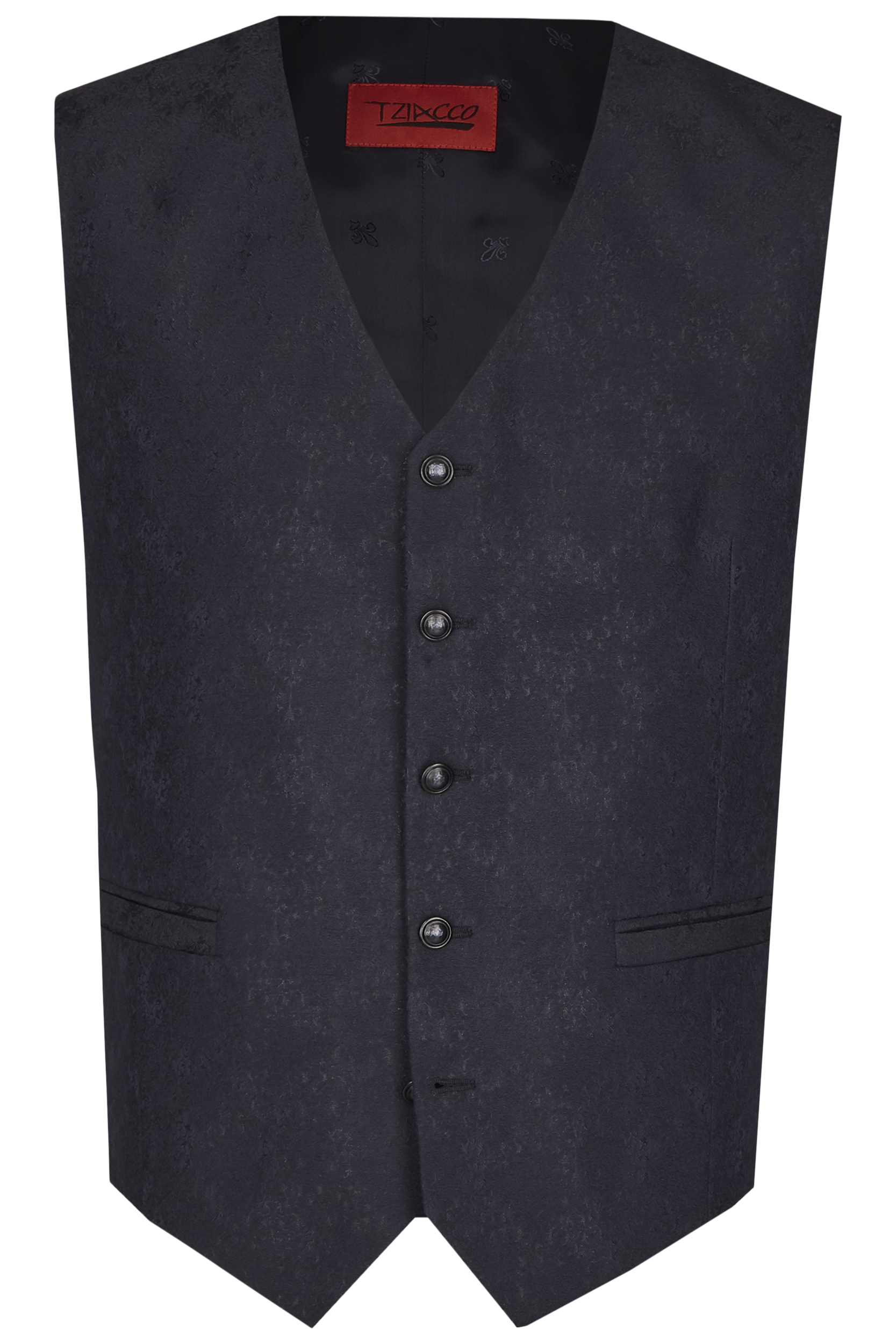 Tziacco slim fit sötét kék mintás esküvoi mellény