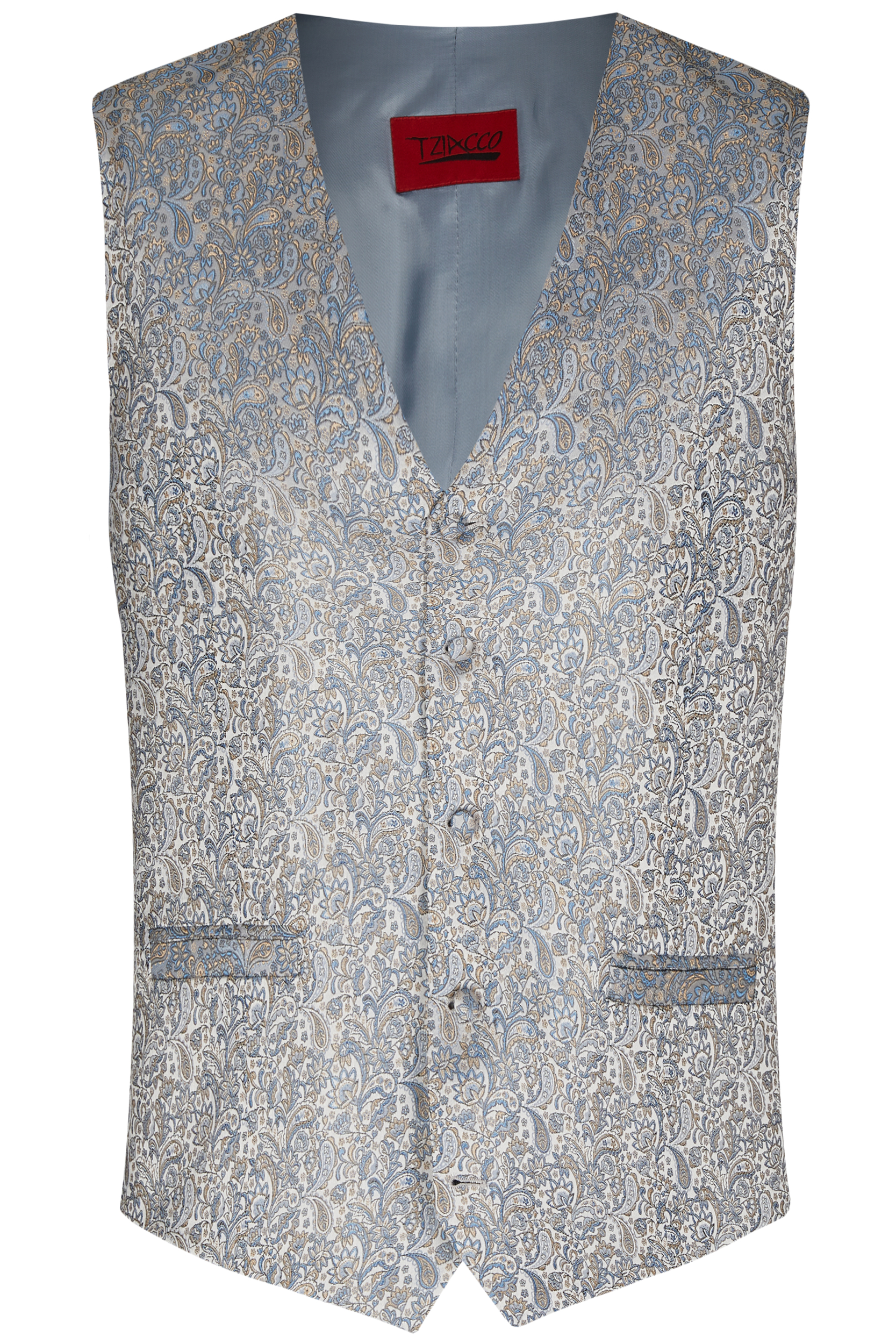 Tziacco slim fit kék mintás esküvoi mellény