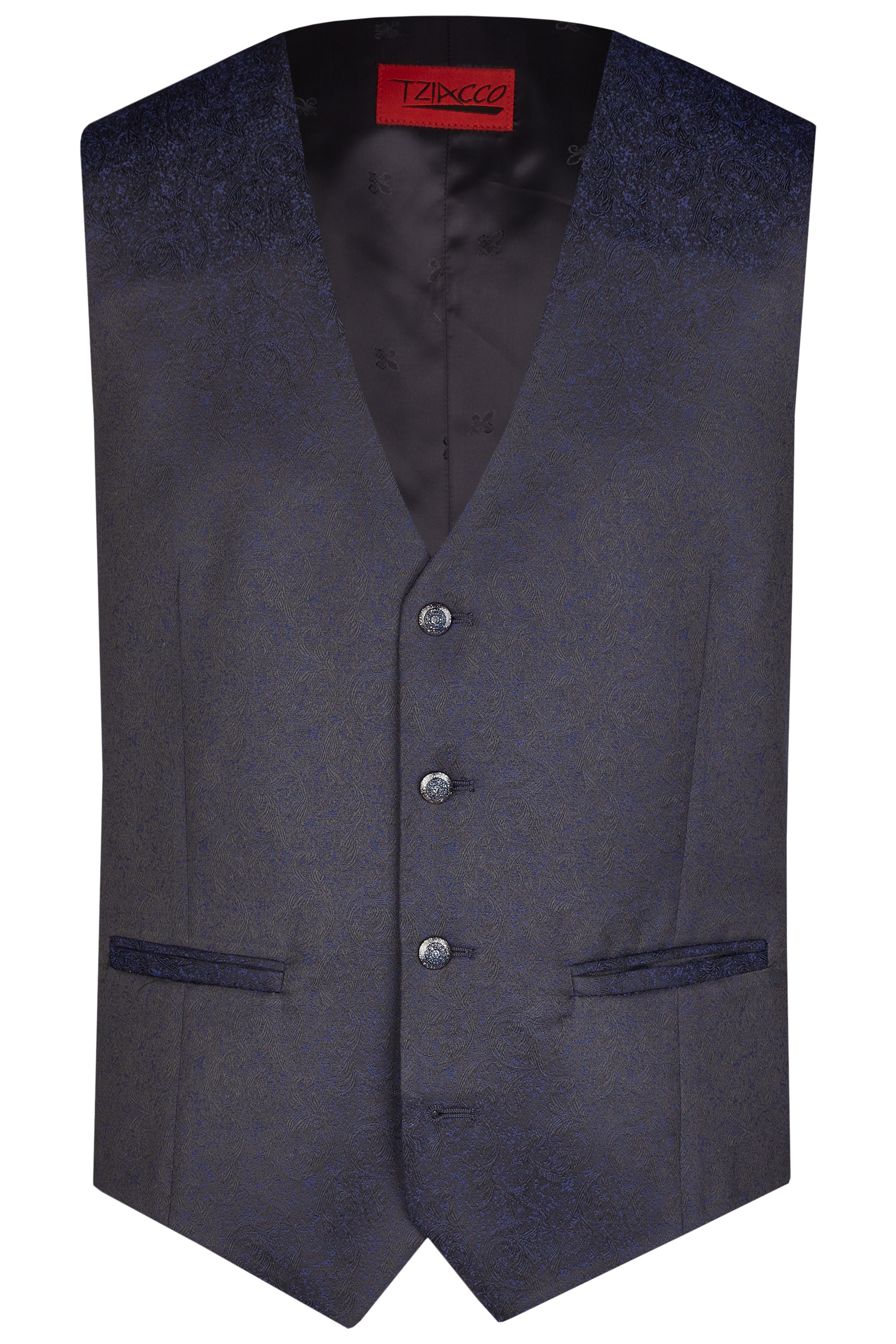 Tziacco slim fit sötét kék mintás esküvoi mellény